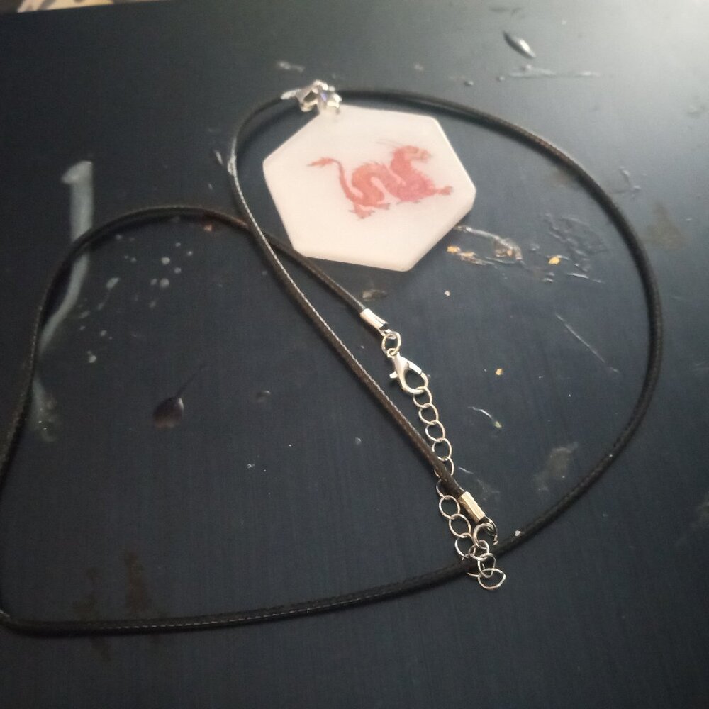 Handmade Red Dragon Pendant Necklace